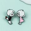 Adorable Cartoon Couple Brooch: Cute Boy and Girl Metal Backpack Pin