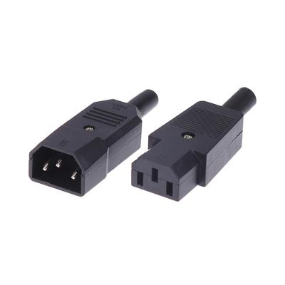 16A 250V Negro Iec Conector Enchufe de Cable Recto C13 C14 Enchufe Hembra Macho Conector de Alimentación Recableable Socket de CA de 3 Pines