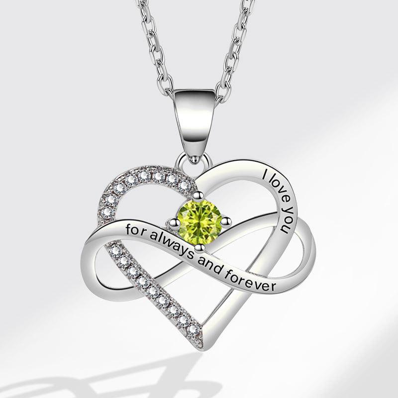 Fashionable Zircon Heart Large 8 I Love You Letter Necklace Women's Versatile Jewelry