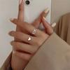 Hollowed Stylish Jewelry Heart Shape Open Rings Women Retro Silver Tone Adjustable Punk Rings Set Adorable Stylish Girl Birthday Event Party Event