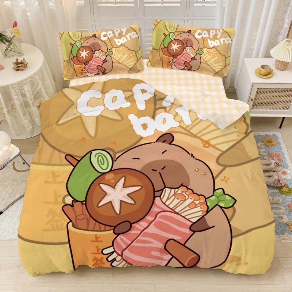 Cute Capybara Duvet Cover Pillowcase Bedding BoyGirl Bedroom Decoration Children-Gift Single Double Large SizeZip Duvet Cover