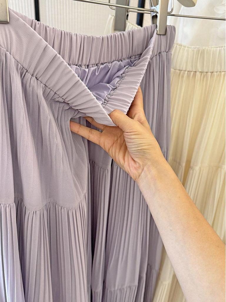 White Chiffon High-Waist Slim A-line Fairy Pleated Skirt - Spring/Summer 2026 Collection