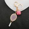 Crystal Tennis Racket Mini Felt Tennis Ball Bag Charm Sports  Backpack Purse Pendant Gift for Women Bag Charm