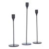 3 Sets Black Candlestick Holder Luxury European Style Round Base Black Metal Candlestick Holders