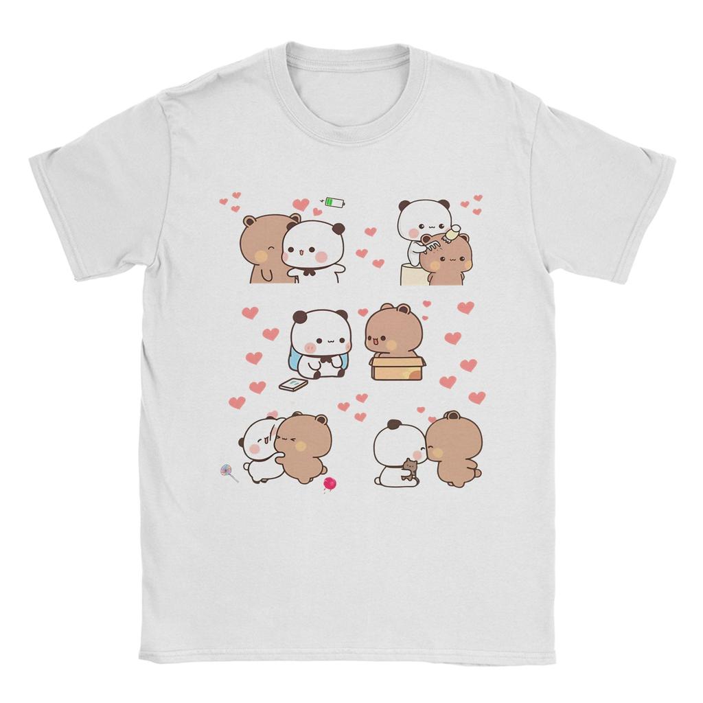 Unique Kawaii Bubu Dudu Couple Pandas TShirts Unisex Round Neck 100 Cotton T Shirt Short Sleeve Tee Shirt Unique Tops