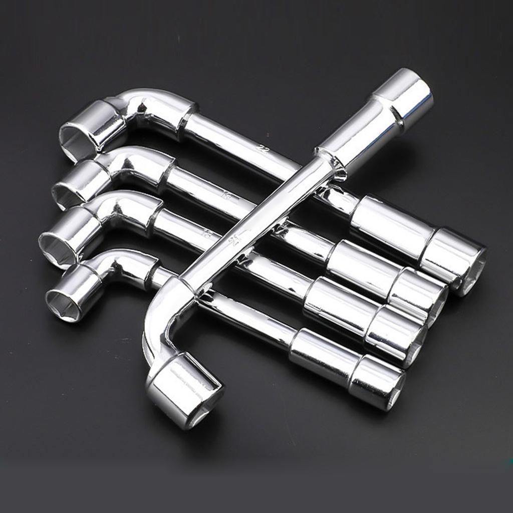 6/8/10/12mm Steel L-Shape Angled Pipe Socket Wrench Pipe Hexagonal Elbow Wrench Spanner Automotive Mechanical Tool