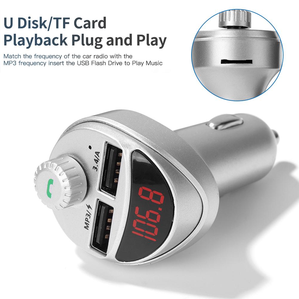 Car Charger FM Transmitter Bluetooth MP3 Player Car Audio USB Car Charger Adapter TF Card Car Kit 3.4A Dual Fast Phone Charger