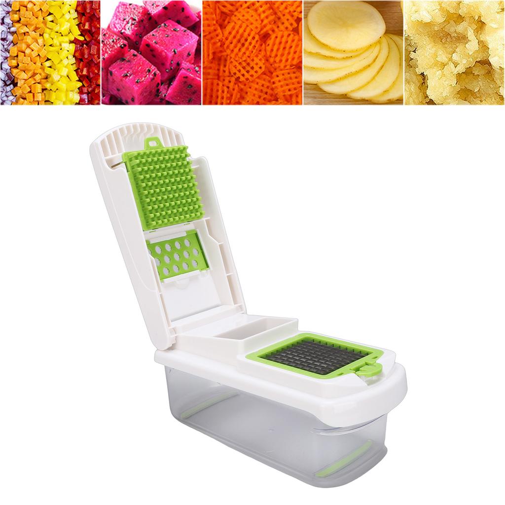 Multifunctional Food Chopper Stainless Steel Blades Integrated Vegetable Chopper and Spiralizer for Kitchen