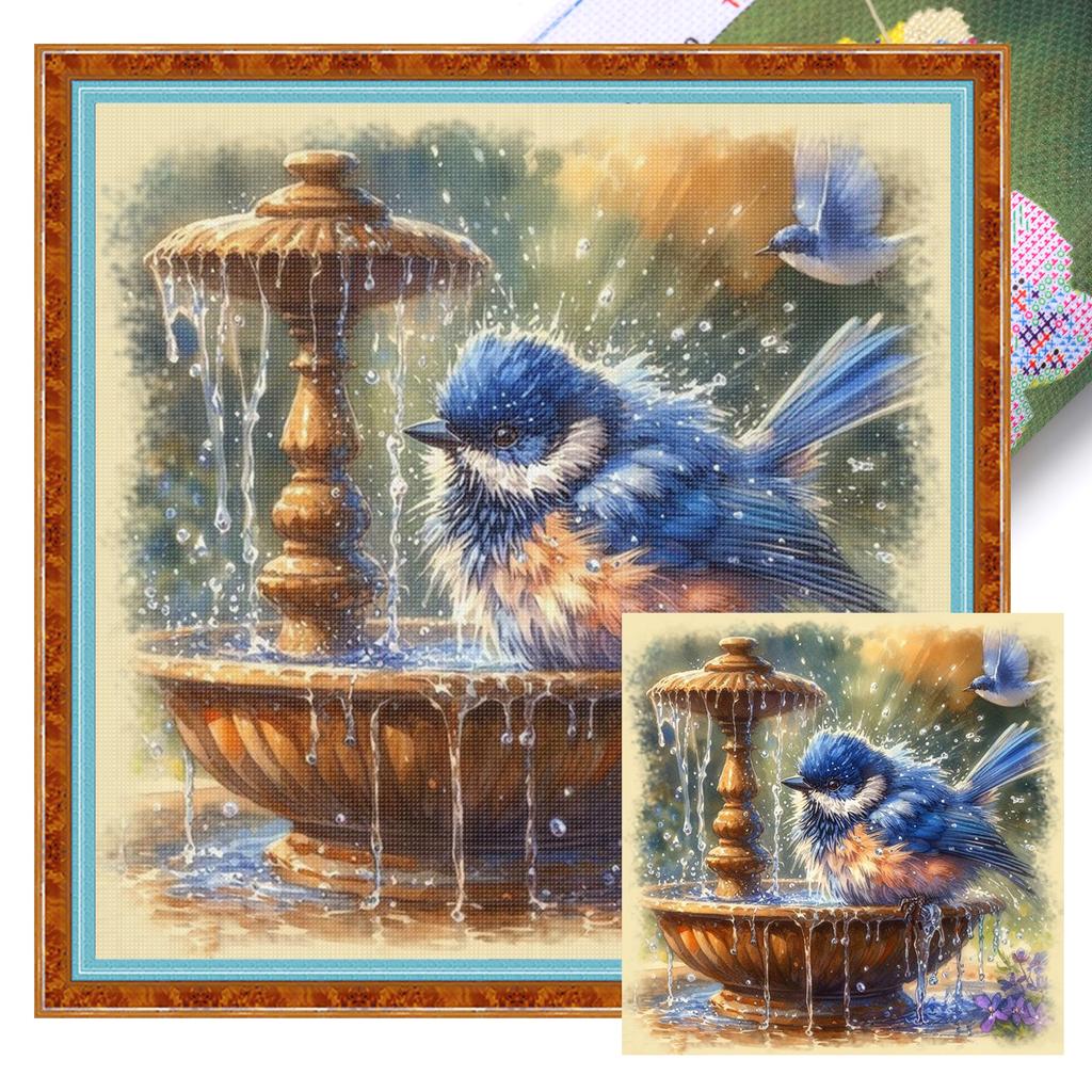 Robin Full 11CT DIY Stamped Needlework Embroidery Kit 40x40cm Printed Cross-Stitch Kits for Beginners Adults Home Decor