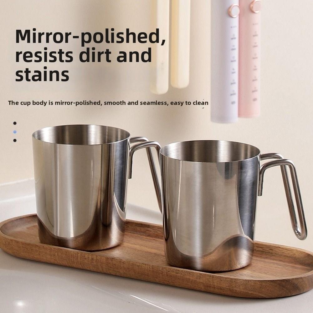 Stainless Steel Toothbrush Storage Cup Minimalist Tooth Brushing Cup Durable Rinse Cup Couple