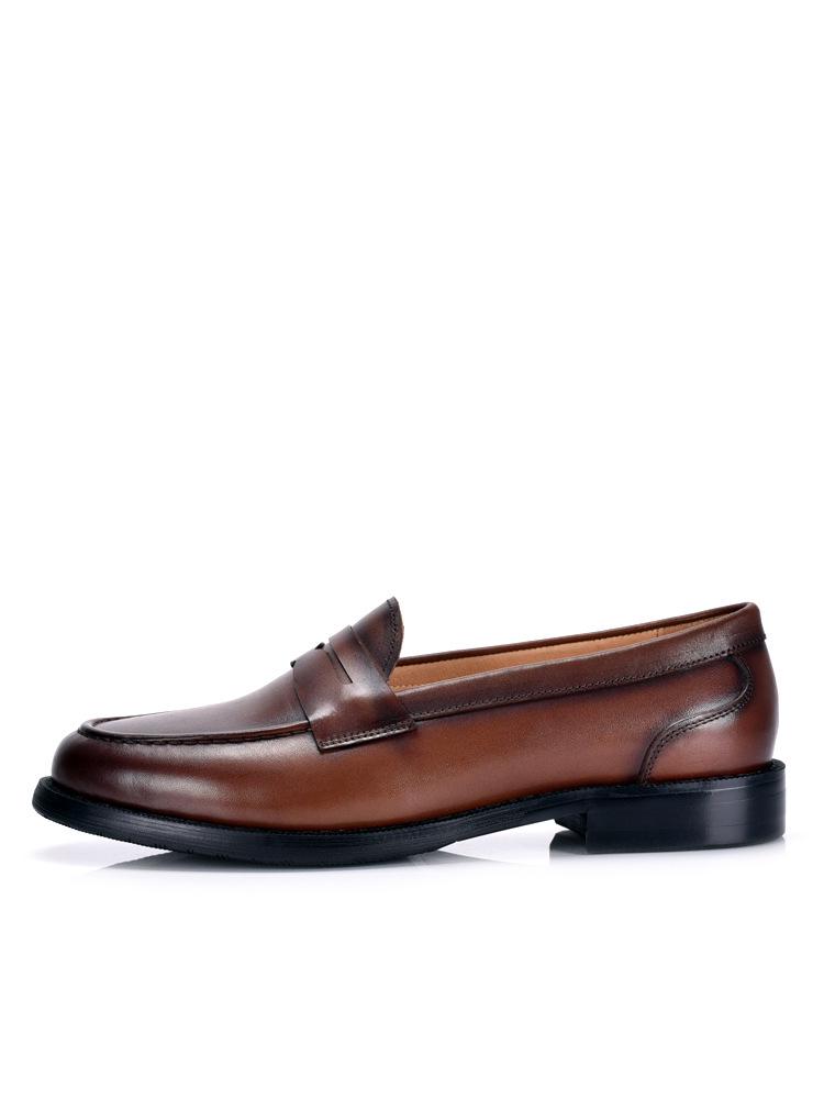 Men's Retro British Style Genuine Leather Slip-On Loafers - Comfortable & Breathable Business Casual Shoes