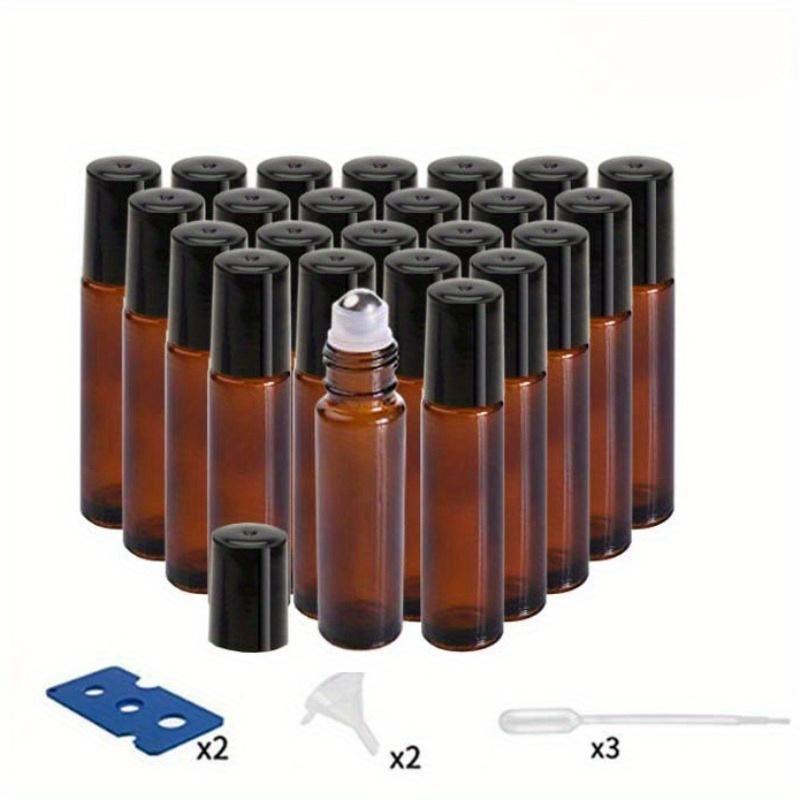 

24 шт. Стеклянные роликовые бутылки для эфирных масел, 10 мл/3,3 унции, нержавеющая сталь - 10 мл/3,3 унции, кобальтовые синие роликовые бутылки для эфирных масел