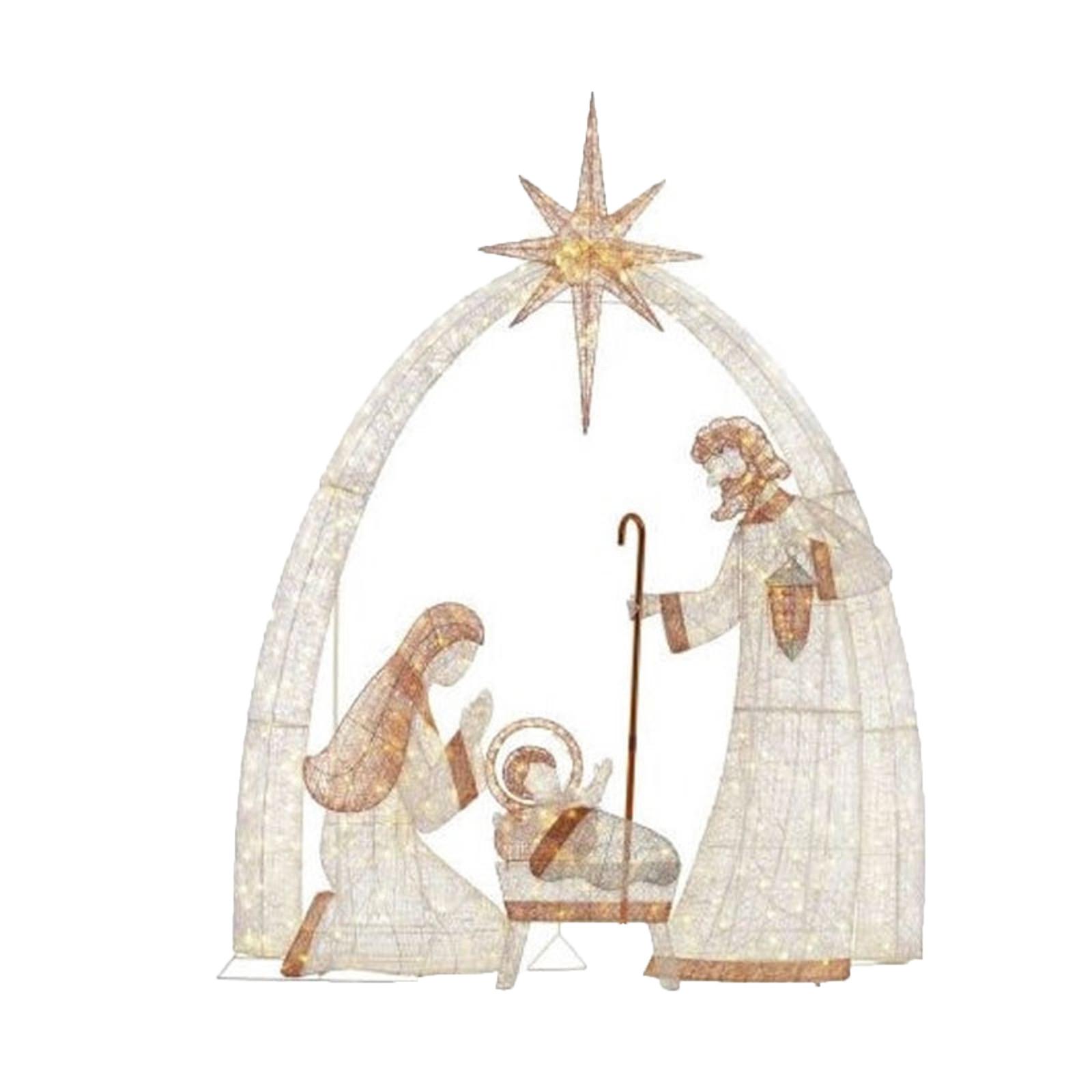 

Outdoor Nativity Scene Yard Decoration with Three Figures and Arch Star Lighted Christmas Display for Garden Lawn