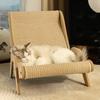 Sisal Cat Chair Wooden Cat Lounge Chair Pet-Friendly Multi-Functional Cat Scratcher Cat Scratch Chair for Playing Cat Supplies
