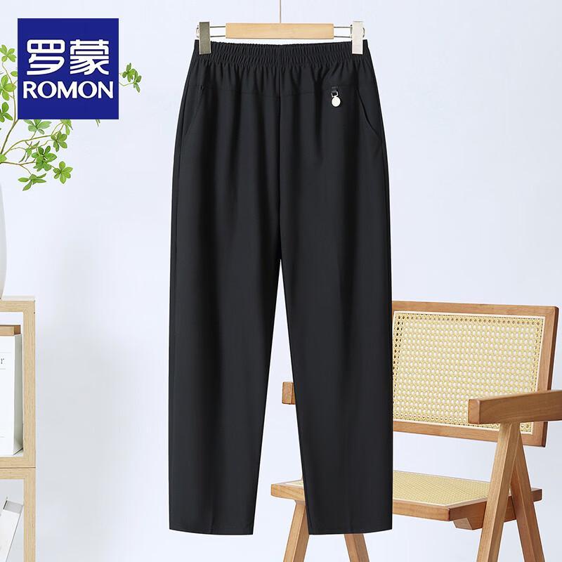 ROMON Women s Summer High-Waist Ankle-Length Straight-Leg Pants 6XL