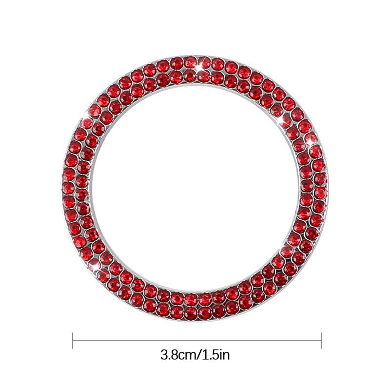 Car One-Click Engine Start Stop Switch Button Cover Double Crystal Rhinestone Sticker Ignition Start Switch Protector Ring