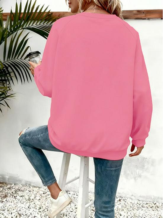 Damen Hoodie mit Herz- und Schmetterlingsprint - Mehrfarbig, Rundhalsausschnitt, Langarm, Lässiges vielseitiges Oberteil.