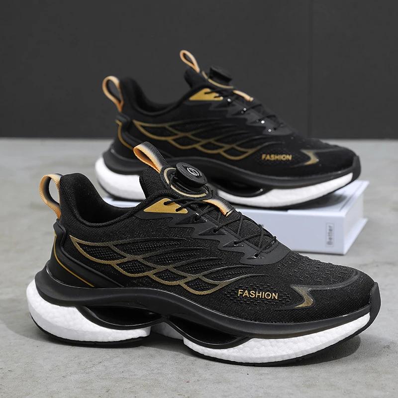 Women Reflective Outdoor Jogging Sneakers INS Chunky Sports Zapatillas Anti-Slip Unisex Footwear Men Rotary Buckle Running Shoes