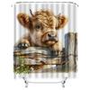 Cute Highland Cow Waterproof Shower Curtain Heat Resistant Machine Washable Non-Transparent 180x180cm