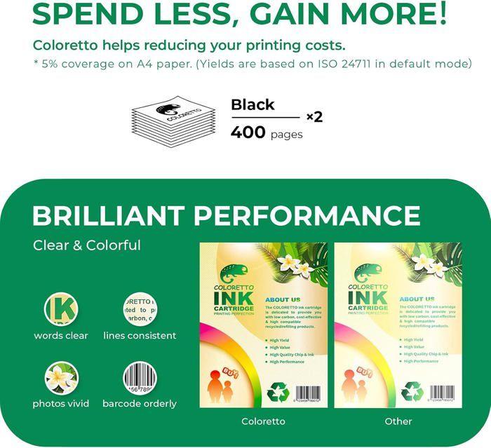 Pack de 2 cartouches d'encre noires remanufacturées compatibles Canon PG-512XL 510XL pour Pixma MP230 MP240 MP250 MX340
