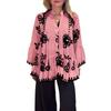 Ruffled Shirt2024 Spring/Summer Cross-Border New Arrival Fashion Asymmetrical Printed V-neck Long Sleeves Ruffles Shirt