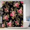 Vintage Floral Shower Curtain Black Red Pink Rose Pattern Waterproof Bathroom Decor Custom Size Available for Home Kitchen