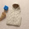 Women's Petite Hooded Lightweight Down Jacket, Autumn/Winter, Diamond Pattern, White Duck Down, Short Style.