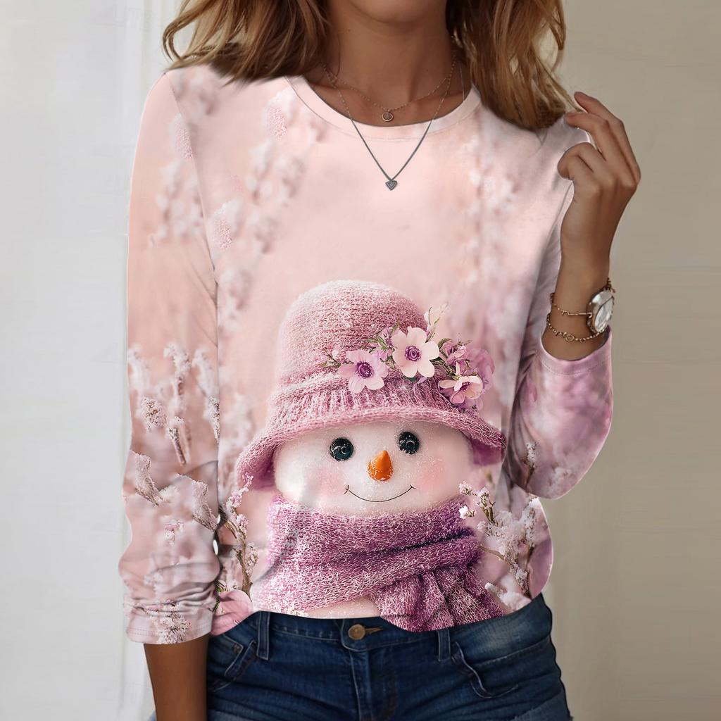 Long Sleeve Shirts For Women Cute Print Graphic Tees Blouses Casual Plus Size Basic Tops Pullover