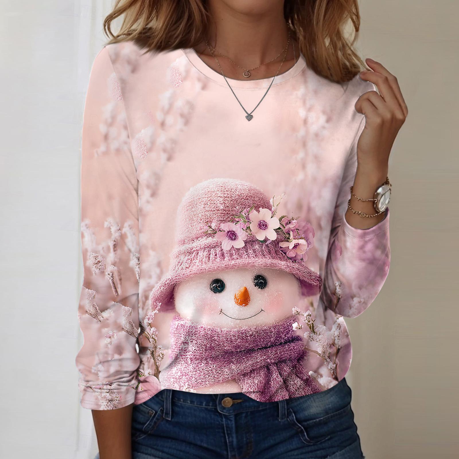 

Рубашки с длинным рукавом для женщин, милые футболки с графическим принтом, блузки, повседневные базовые топы больших размеров, пуловеры XXXL