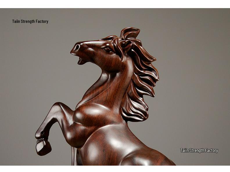 Ebony Wood Horse Carving: Solid Wood Ornament for Success - Handcrafted Home & TV Cabinet Decoration, Opening Gift