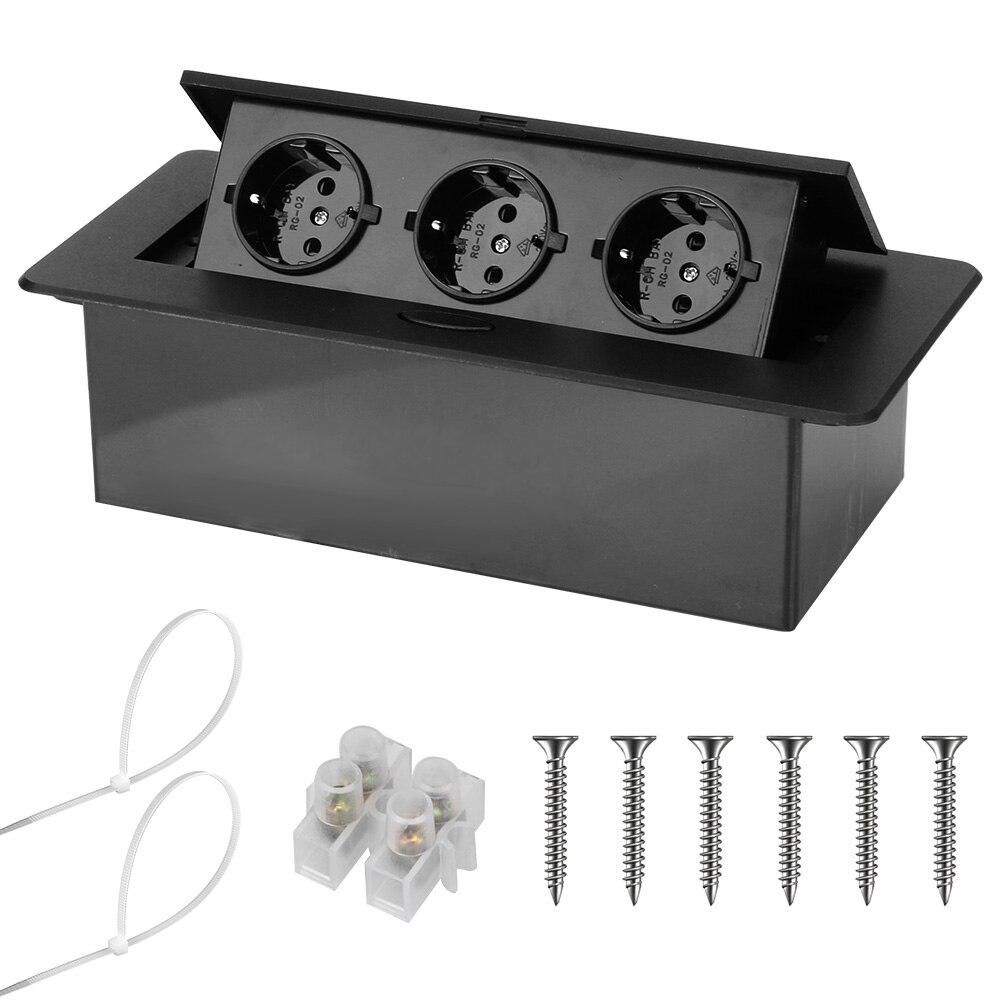 Desktop Socket Table Outlet With USB Charging Aluminum Alloy Cover Slow Pop Up Electrical Socket For Meeting Room 2 3 EU Socket