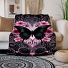 Schwarzer Schmetterling mit rosa Blumen Wandkunst DruckDecke Flanell Überwurfdecke für Sofa, Bett, Reise, Camping, Büro, Couch, Stuhl und Bett