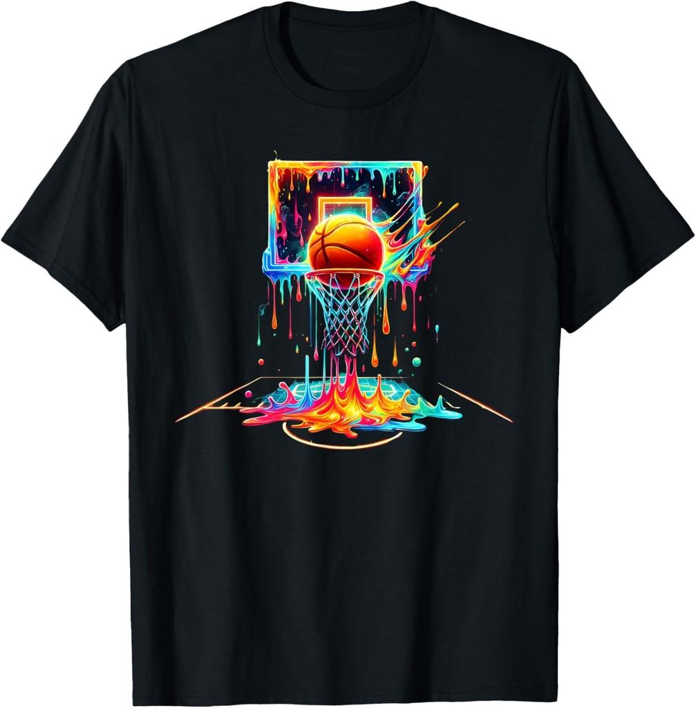 Basketball Drip Neon Basketball Graphics Basketball Unisex T-Shirt Mens Womens Tees Top