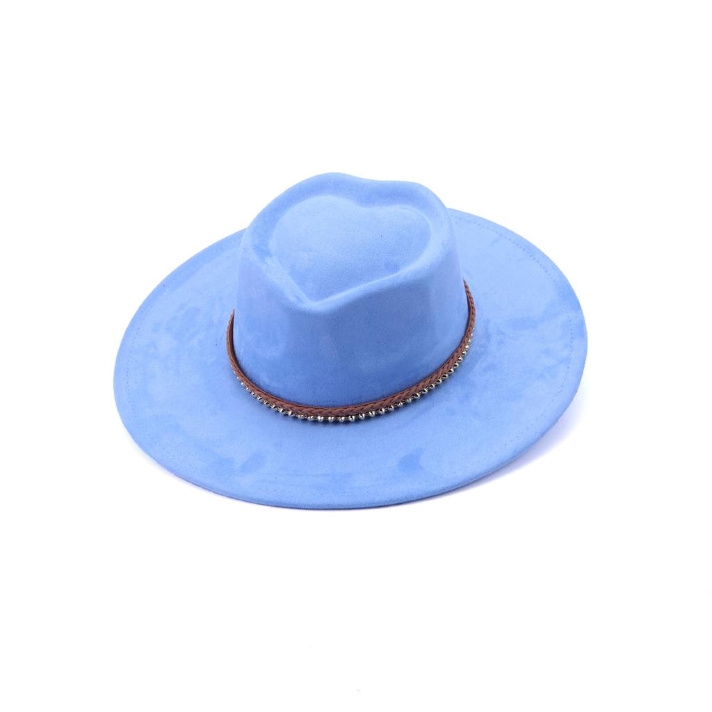 Niche suede upturned top hat French ethnic style hat high-end denim top hat