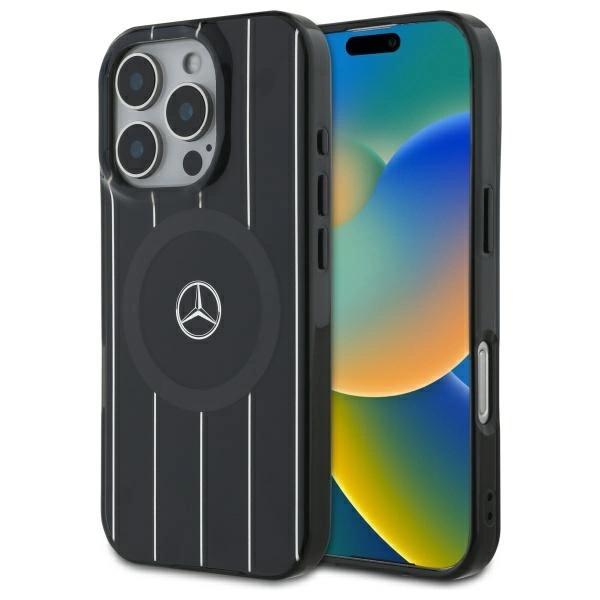 Mercedes Mehmp16L23Hrsk Iphone 16 Pro 6.3 Czarny/Black Hardcase Mb Double Layer Crossed Lines Magsafe
