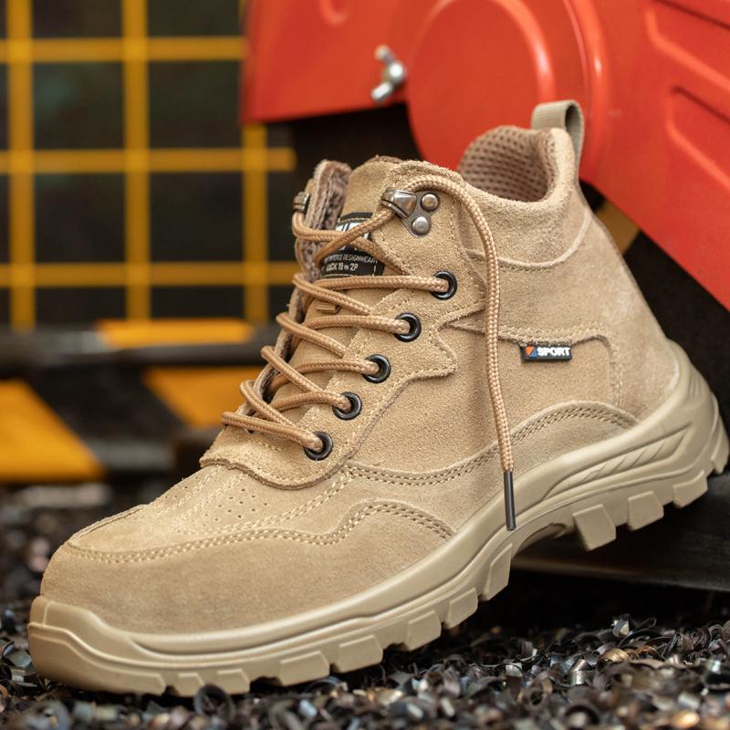 Outdoors Men Safety Shoes Construction Work Boots Safety Steel Toe Shoes Men Puncture-Proof Protective Shoes Welder Boots Men