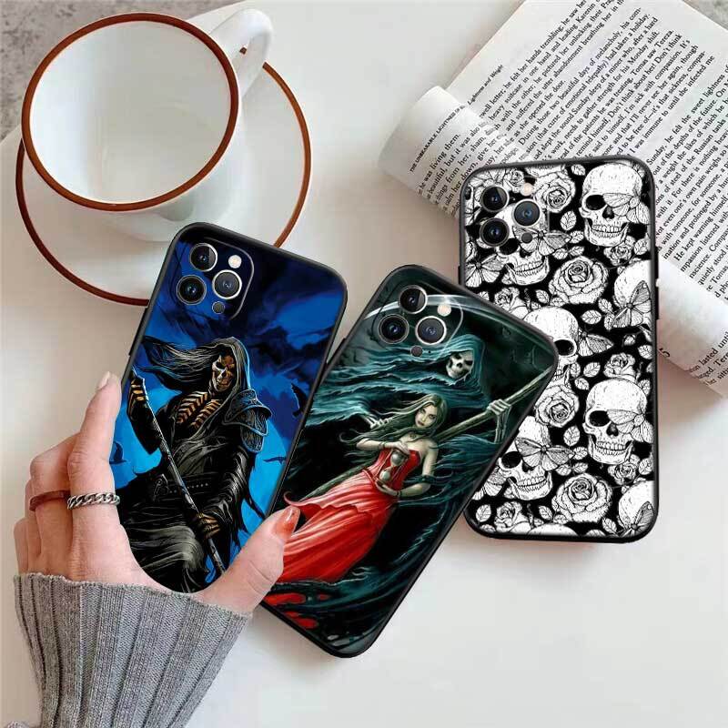 Grim Reaper Skeleton Skull Phone Case for Redmi Note 12 12S 12C 13 13C 13R 14 14S 14R 14C 11A 13X A3 A3X A4 A5 Pro Max Plus