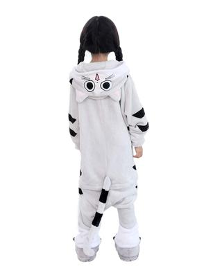 Dorawithme Cat Kigurumi Pajamas for Kids, Animal Cosplay Costume for Halloween and Christmas, Unisex (130cm)