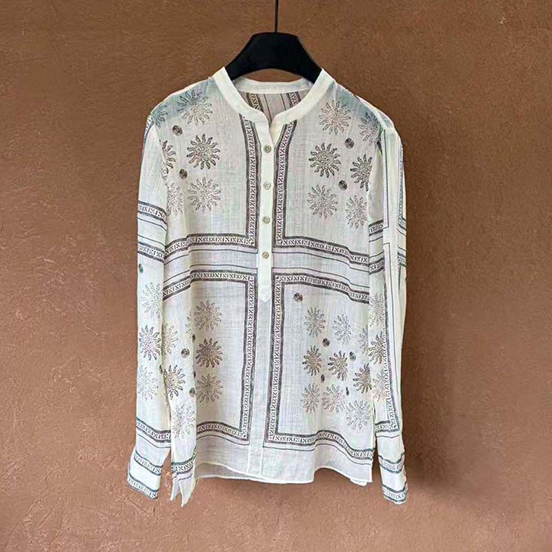 Women's Floral Long Sleeved Shirt with New Design Loose and Stylish Top