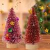 4pcs 10CM Mini Christmas Tree Gradient Colorful Christmas Small Cedar Lifelike Plastic Artificial Xmas Pine Tree Tabletop Orname