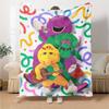 Barney Cartoon Print Flannel Blanket High Quality Warm Comfortable Cover for All Seasons Perfect for Gifts Home Decor