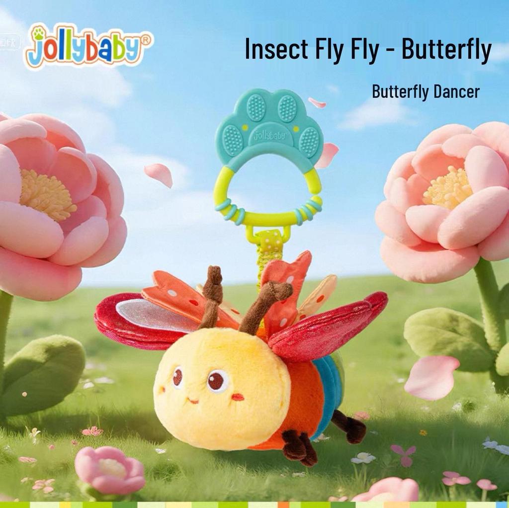 Jollybaby Soothing Insect Fly Plush Stroller Toy & Crib Mobile for Infants 0-1