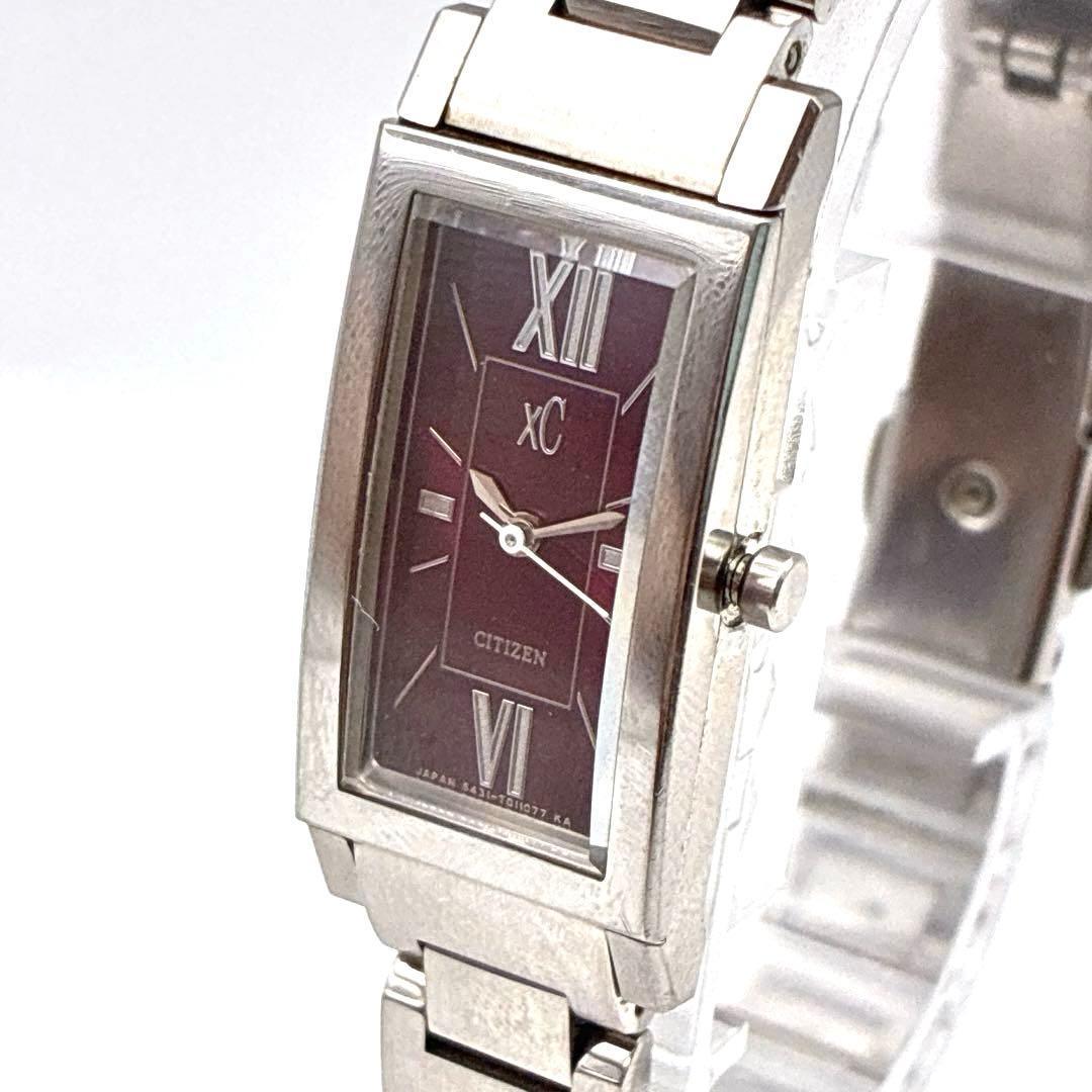 Used New battery CITIZEN Cross Sea Silver Red Dial Red Square