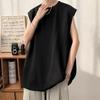 Men's Summer American-Style Sports Tank Top: Oversized, Loose-Fit, Solid Color, Minimalist, Casual, Sleeveless T-Shirt