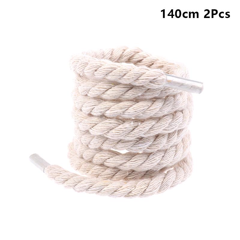 2Pcs Round Thick Rope Laces Polyester Cotton Solid Color Laces 0.8Cm Diameter 120/140/160Cm Length Bold Shoelaces