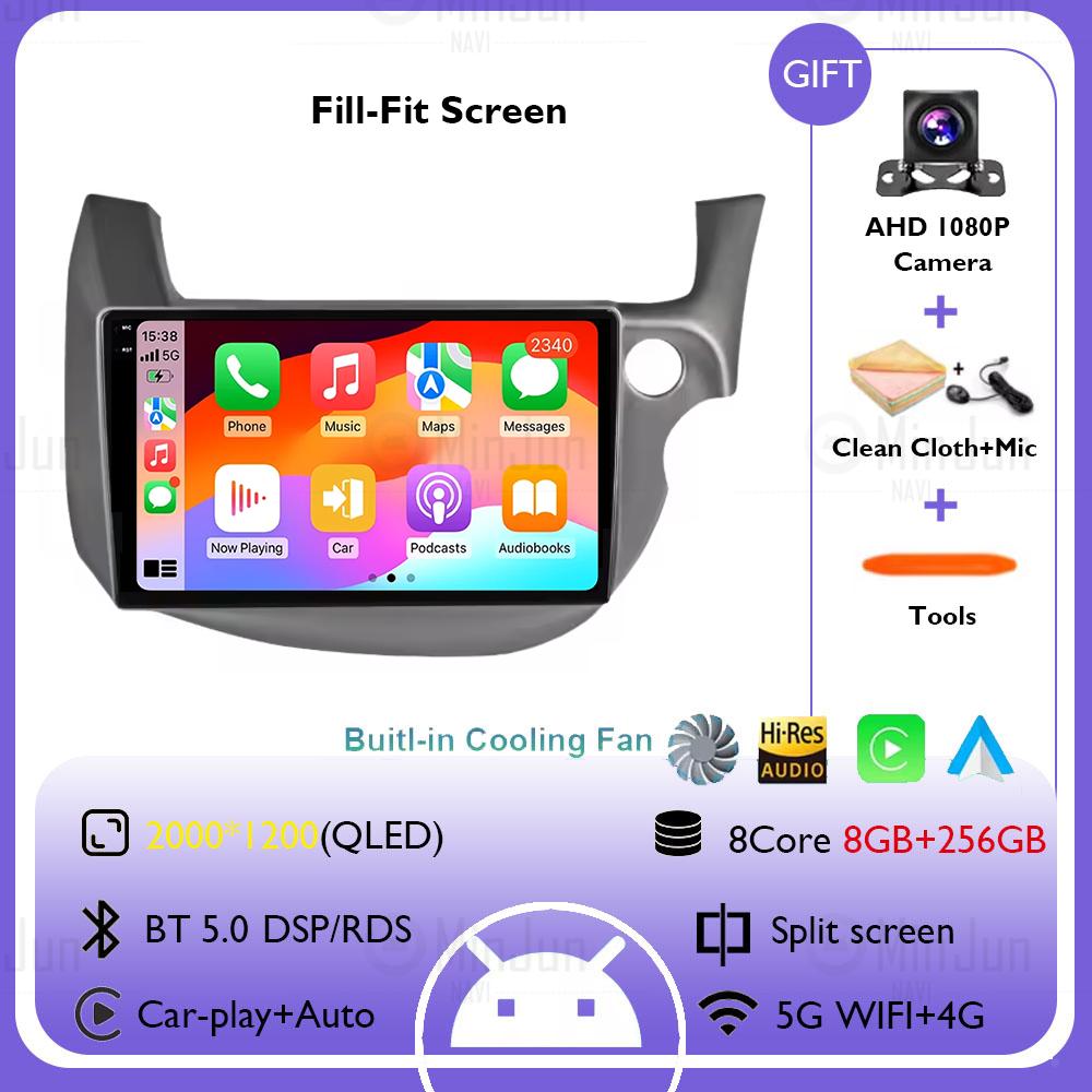 Android 14 Car Radio For HONDA FIT JAZZ 2007-2014 Right Hand Drive Carplay Auto Multimedia Video Player Split Screen Head Unit