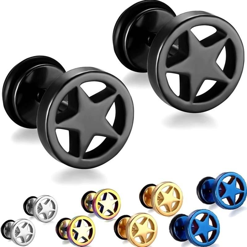 

1 пара мужских сережек-гвоздиков из хирургической нержавеющей стали со звездами 1Pair чёрный