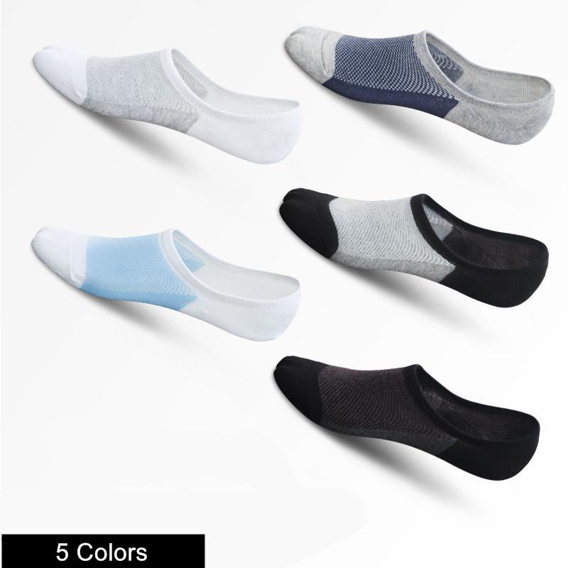 5 Pairs No Show Men Boat Socks Summer Non-Slip Silicone Invisible Cotton Socks Breathable Male Ankle Socks Slippers