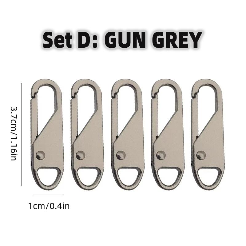 5Pcs Universal Metal Zipper Head Puller DIY Sewing Spring Lock Zipper Sliders Replacement Instant Repair for Clothing Bags Shoes