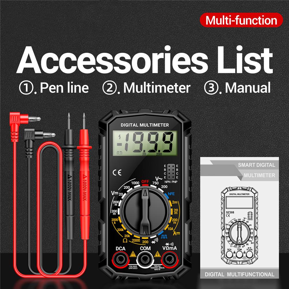 SZ308 Digital Multimeter AC/DC Votage Current Resistance Electrician Inspection and Maintenance Multifunctional Universal Meter